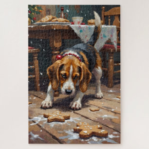 Beagle-Hund verfolgt Lebkuchen Weihnachts-Spaß Kun Puzzle