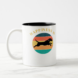 Beagle Hund Vintag Retro-Glück ist für Männer Frau Zweifarbige Tasse
