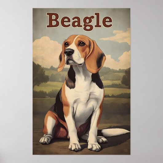 Beagle-Hund Vintage-Kunst Poster (Vorne)