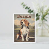 Beagle-Hund Vintage-Kunst Postkarte (Stehend Vorderseite)