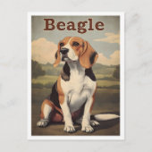 Beagle-Hund Vintage-Kunst Postkarte (Vorderseite)