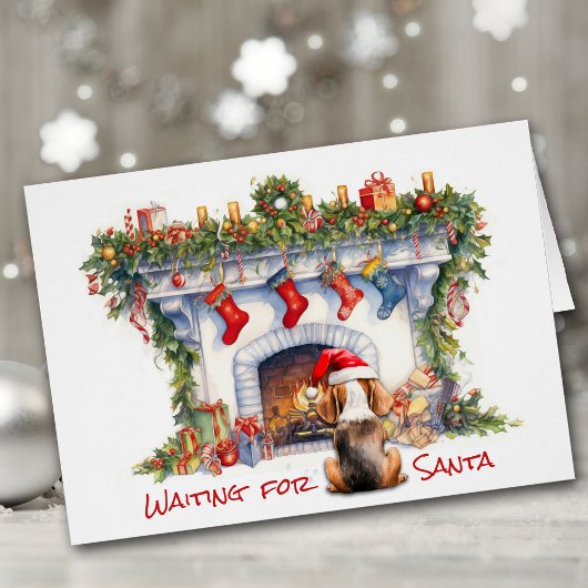 Beagle Hund Wartete am Weihnachtsfeuer