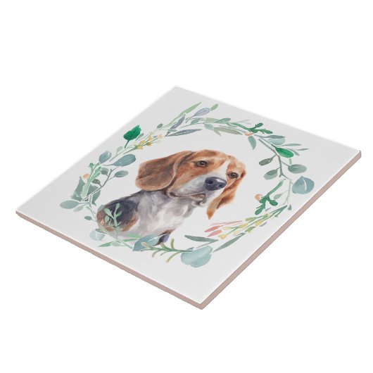 Beagle Hund Wasserfarbenreath Fliese (Seite)