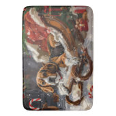 Beagle Hund Weihnachten Badematte (Vorderseite Vertikal)