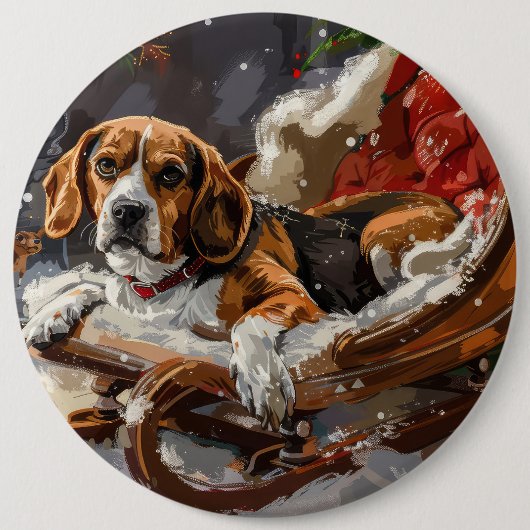 Beagle Hund Weihnachten Button (Vorderseite)