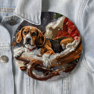 Beagle Hund Weihnachten Button