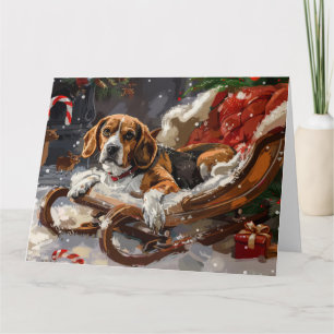 Beagle Hund Weihnachten Festlich Karte