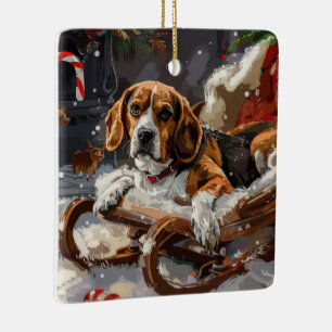 Beagle Hund Weihnachten Festlich Keramikornament