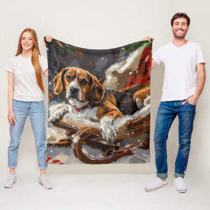 Beagle Hund Weihnachten Fleecedecke