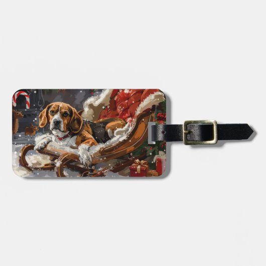 Beagle Hund Weihnachten Gepäckanhänger (Vorderseite horizontal)