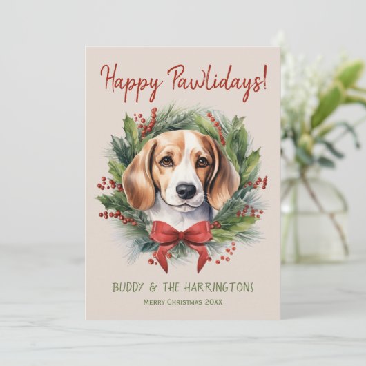 Beagle Hund Weihnachten glücklich Pawlidays Feiert (Stehend Vorderseite)