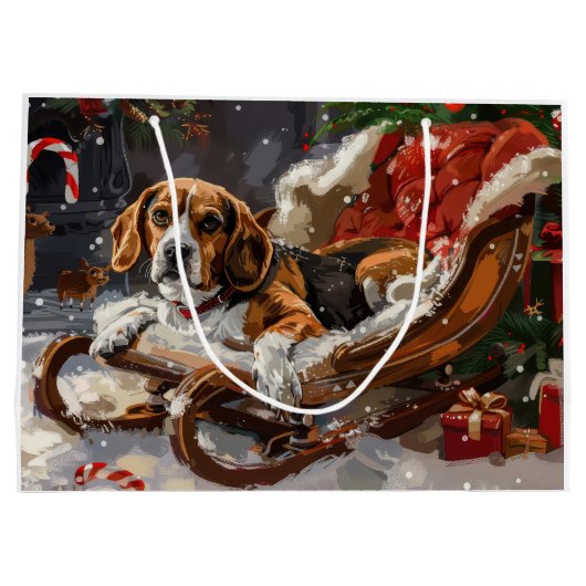 Beagle Hund Weihnachten Große Geschenktüte (Rückseite)