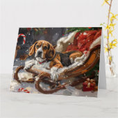 Beagle Hund Weihnachten Karte (Gelbe Blume)