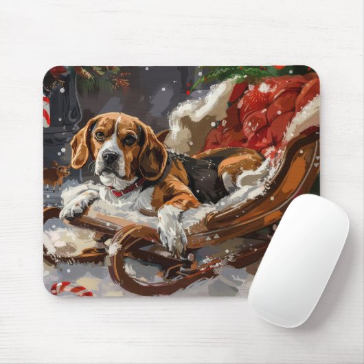 Beagle Hund Weihnachten Mousepad (Mit Mouse)