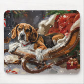 Beagle Hund Weihnachten Mousepad (Vorne)
