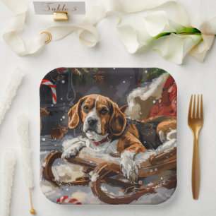 Beagle Hund Weihnachten Pappteller
