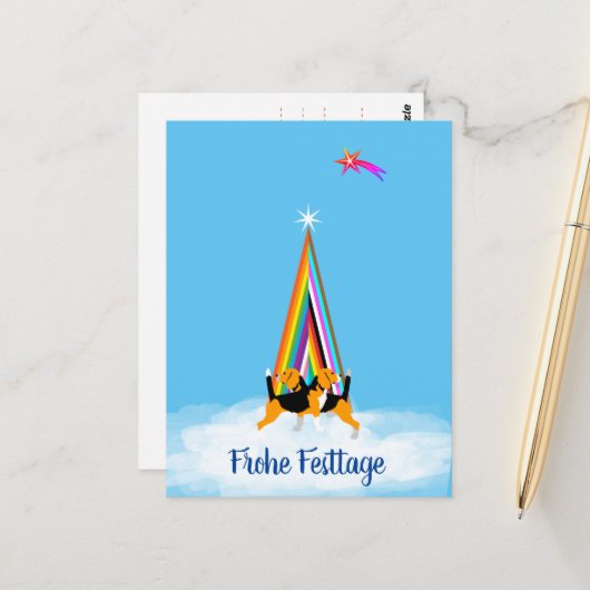Beagle-Hund Weihnachten Postkarte (Vorderseite/Rückseite Beispiel)