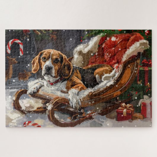 Beagle Hund Weihnachten Puzzle (Horizontal)