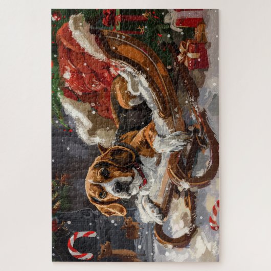 Beagle Hund Weihnachten Puzzle (Vertikal)