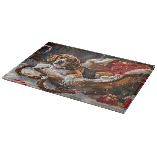 Beagle Hund Weihnachten Schneidebrett (Ecke)