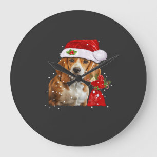 Beagle-Hund-Weihnachts-T-Shirt Weihnachts-Hund-Ess Große Wanduhr
