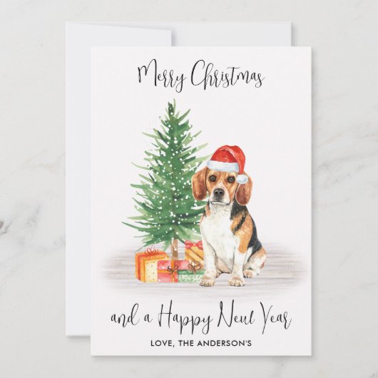 Beagle Hund Weihnachtsbaum Frohe Weihnachten (Vorderseite)
