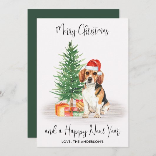 Beagle Hund Weihnachtsbaum Frohe Weihnachten (Vorne/Hinten)