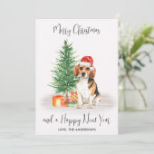 Beagle Hund Weihnachtsbaum Frohe Weihnachten (Stehend Vorderseite)