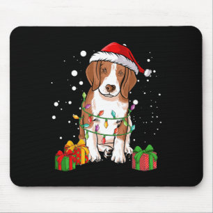 Beagle-Hund-Weihnachtsbaum-Lichter Santa-Hund-Xmas Mousepad