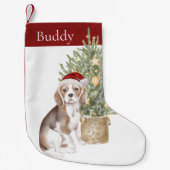 Beagle Hund Weihnachtsbaum Wasserfarbene Haustier Kleiner Weihnachtsstrumpf (Vorderseite)