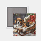 Beagle Hund Weihnachtsfestlich Magnet (Vorderseite/Rückseite)