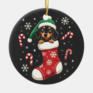 Beagle Hund Weihnachtsmannmütze Weihnachtsliebhabe Keramik Ornament