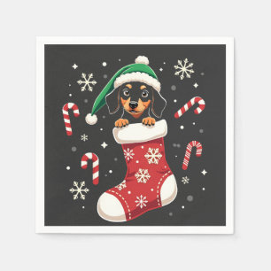 Beagle Hund Weihnachtsmannmütze Weihnachtsliebhabe Serviette
