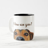 Beagle Hund Wie geht es dir?Tasse Zweifarbige Tasse (Vorderseite Links)