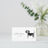 Beagle Hund Zeichnend in Schwarz-Weiß Minimalistis Visitenkarte (Stehend Vorderseite)