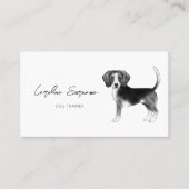 Beagle Hund Zeichnend in Schwarz-Weiß Minimalistis Visitenkarte (Vorderseite)