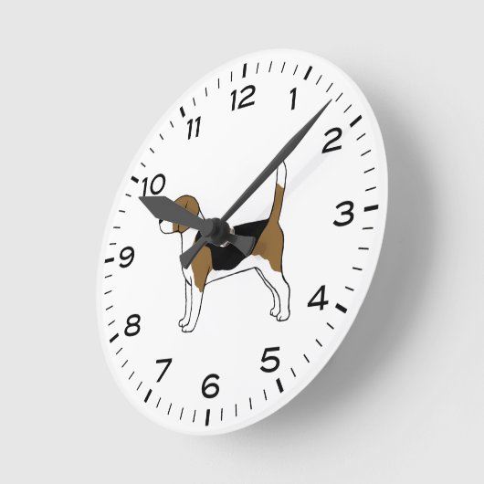 Beagle Hund Zeichnend Runde Wanduhr (Winkel)