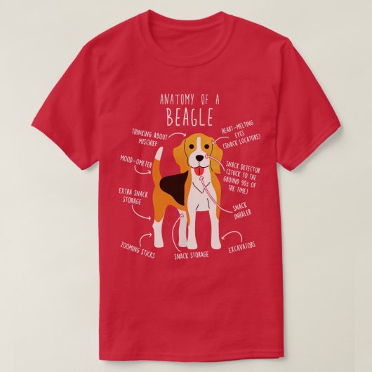Beagle-Hundanatomie T-Shirt (Design vorne)