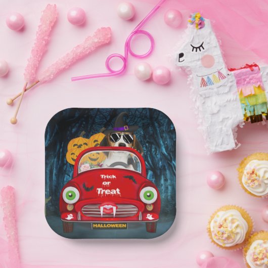 Beagle Hunde Beängstigendes Auto Pappteller (Party)