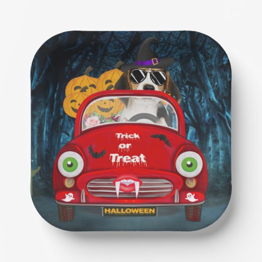 Beagle Hunde Beängstigendes Auto Pappteller (Vorderseite)