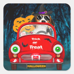 Beagle Hunde Beängstigendes Auto Quadratischer Aufkleber