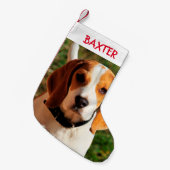 Beagle Hunde Foto Personalisiert Kleiner Weihnachtsstrumpf (Vorderansicht (hängend))