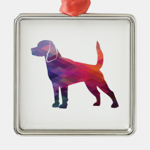 Beagle Hunde Geo-Silhouette Lila Ornament Aus Metall