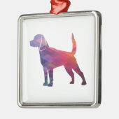 Beagle Hunde Geo-Silhouette Lila Ornament Aus Metall (Links)