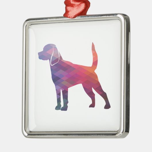 Beagle Hunde Geo-Silhouette Lila Ornament Aus Metall (Links)