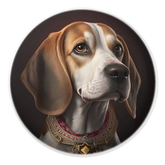 Beagle-Hunde-Haustiere Keramikknauf (Vorderseite)