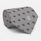 Beagle Hunde Muster Mit Monogramm Tierarzt Krawatte (Gerollt)