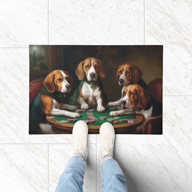 Beagle Hunde Poker Art Fußmatte (Indoor)