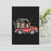 Beagle Hunde reiten Red Truck Weihnachtsgeschenke Ankündigung (Stehend Vorderseite)