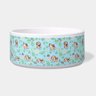 Beagle-Hunde-Schüssel-Frühlings-Blumen-Kawaii-Haus Napf